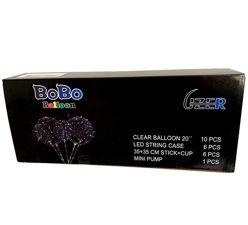 UZER LED Light Up Bobo Balloons with Sticks,6 Packs Flashing Handles,20 Inches Bubble Bobo Balloons,70 cm Sticks,Christmas Birthday Party Decoration - Image 2